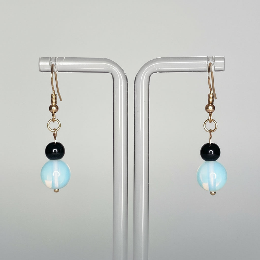 Opalite and Onyx Beaded Earrings