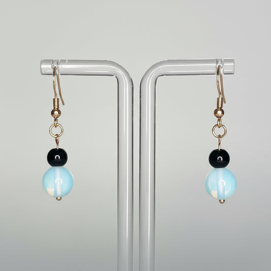 Opalite and Onyx Beaded Earrings